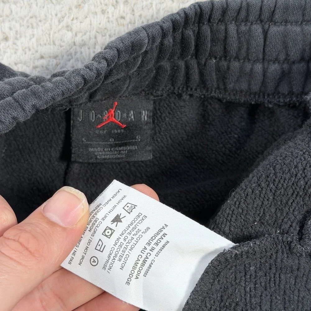 Nike Air Jordan Joggers Men Large Black Fleece Drawstring Sweatpants Jumpman Gym